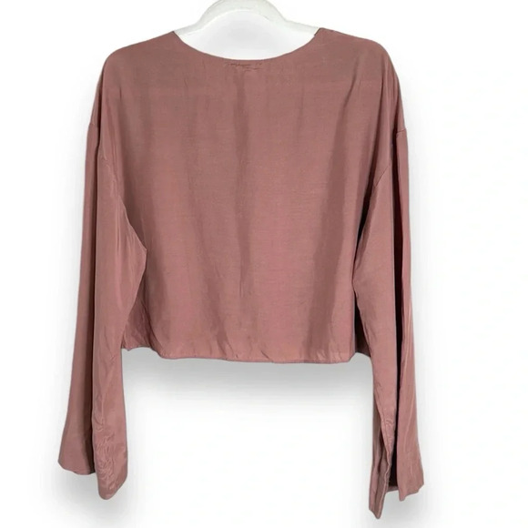 NWT Nap Loungewear Cropped Bell Sleeve Blouse Mauve Pink Size Large - Picture 8 of 8